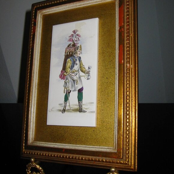 B Altman Medieval Porcelain Tiles Cries of London Framed Plaques In Pair - Picture 5 of 15